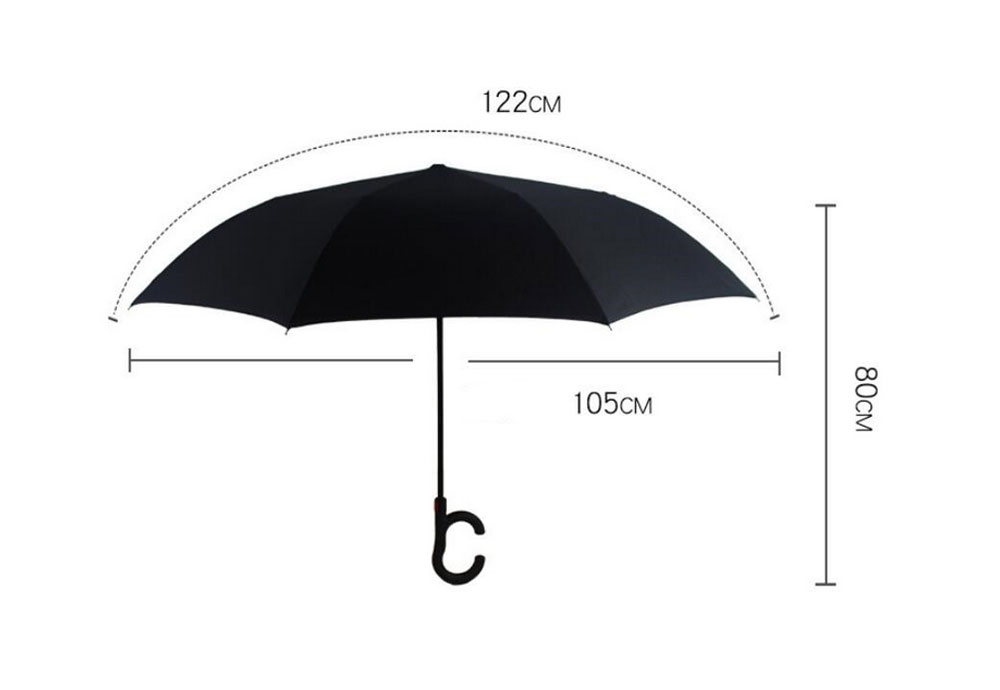 Auto Open Double Layer Inverted Car Reverse Umbrella with C-Shaped Handle