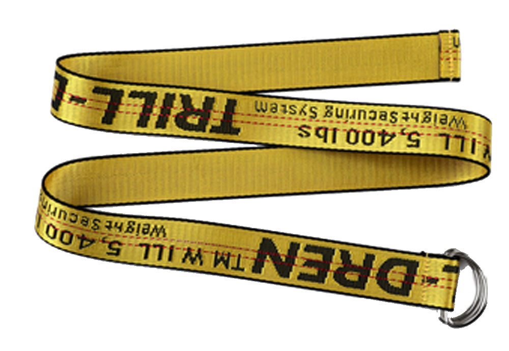 Custom Logo Woven Off Jacquard White Nylon Belt With D Rings