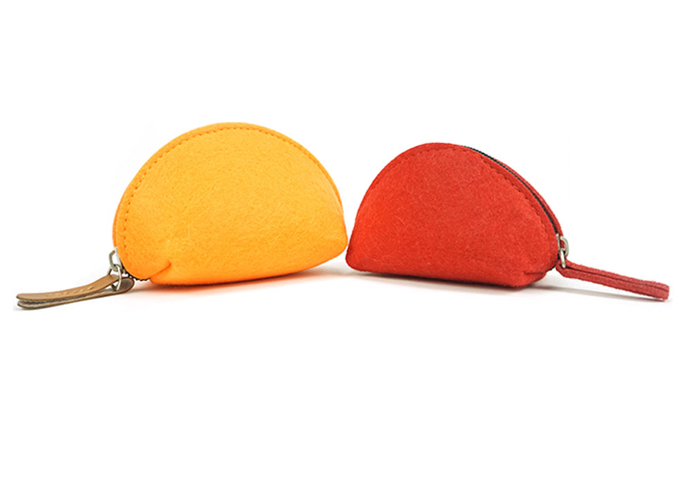 Cute Women 100% Polyester Mini Felt Coin Purse With Zipper