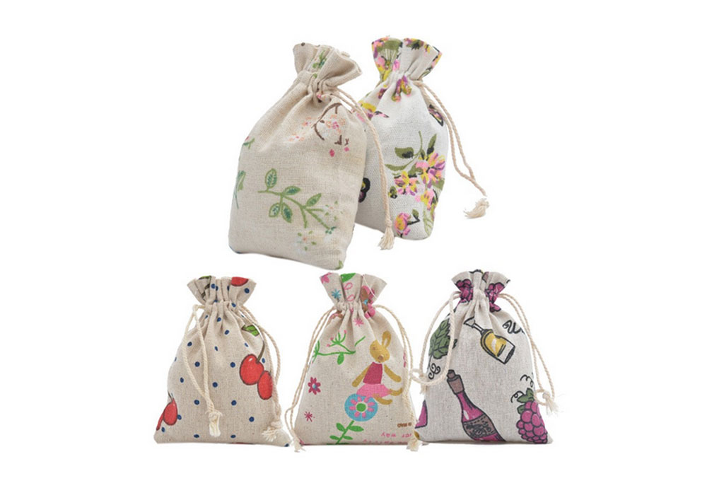 White Cotton Rice Muslin Sachet Jewelry Jute Drawstring Bag