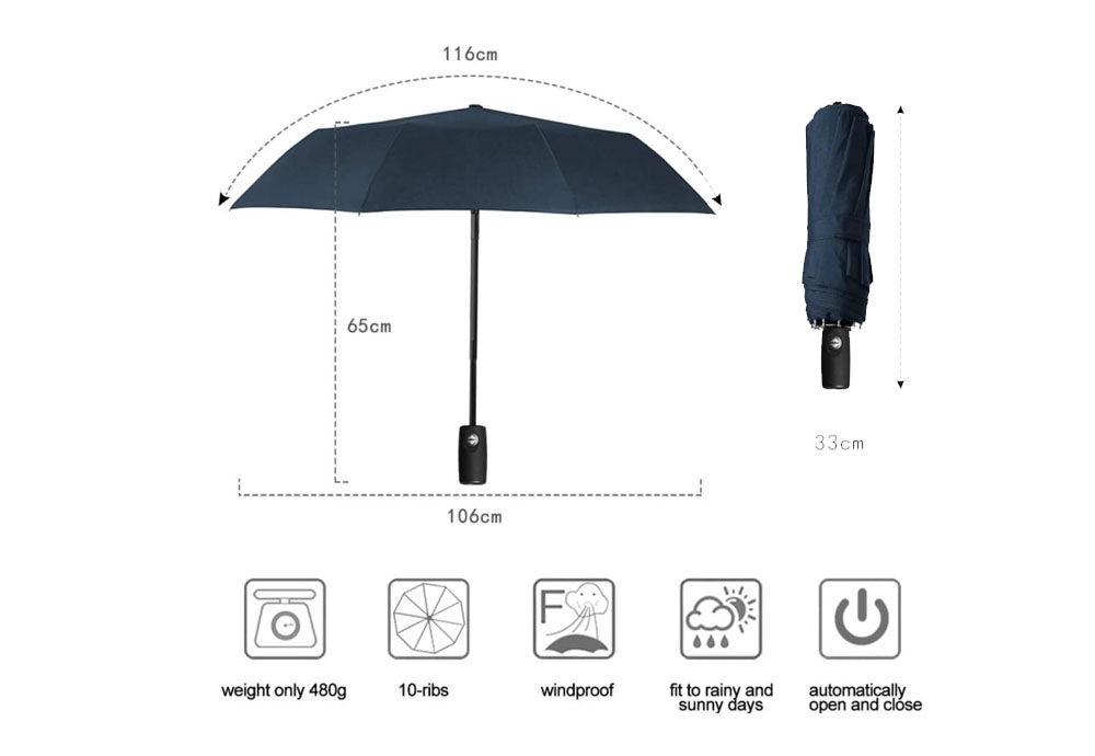 Hot Selling Automatic Windproof 3 Folding Umbrellas for Sunny and Raining