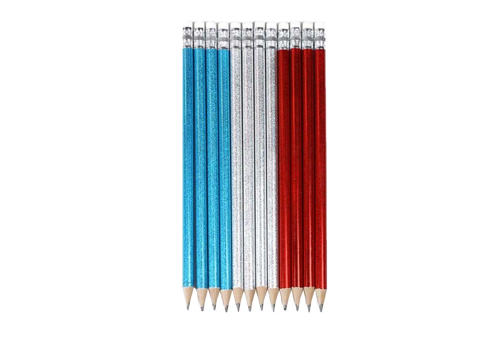 Laser Metallic Glitter Pencils with Eraser