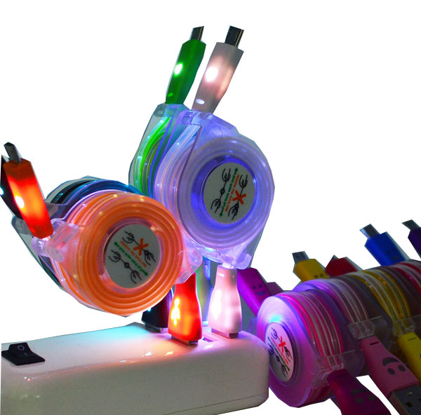 Led Rainbow Color Smiling Face Android Expansionable Data Cable