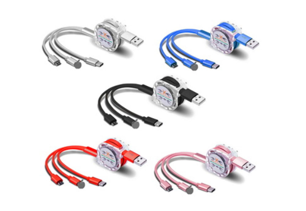 Led Rainbow Color Smiling Face Android Expansionable Data Cable