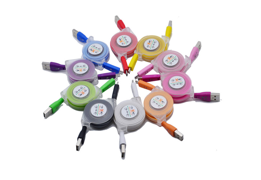 Led Rainbow Color Smiling Face Android Expansionable Data Cable