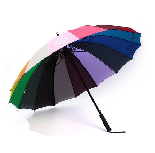 Customize Logo High Quality Manufacturer China Compact Universal Large Colors Straight Pongee Rainbow Custom Printed Umbrella