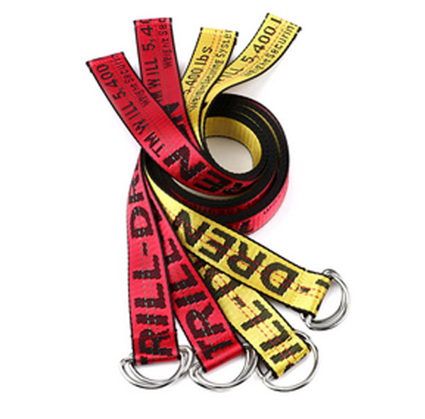 Custom Logo Woven Off Jacquard White Nylon Belt With D Rings 
