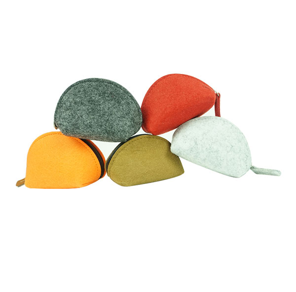 Cute Women 100% Polyester Mini Felt Coin Purse With Zipper 