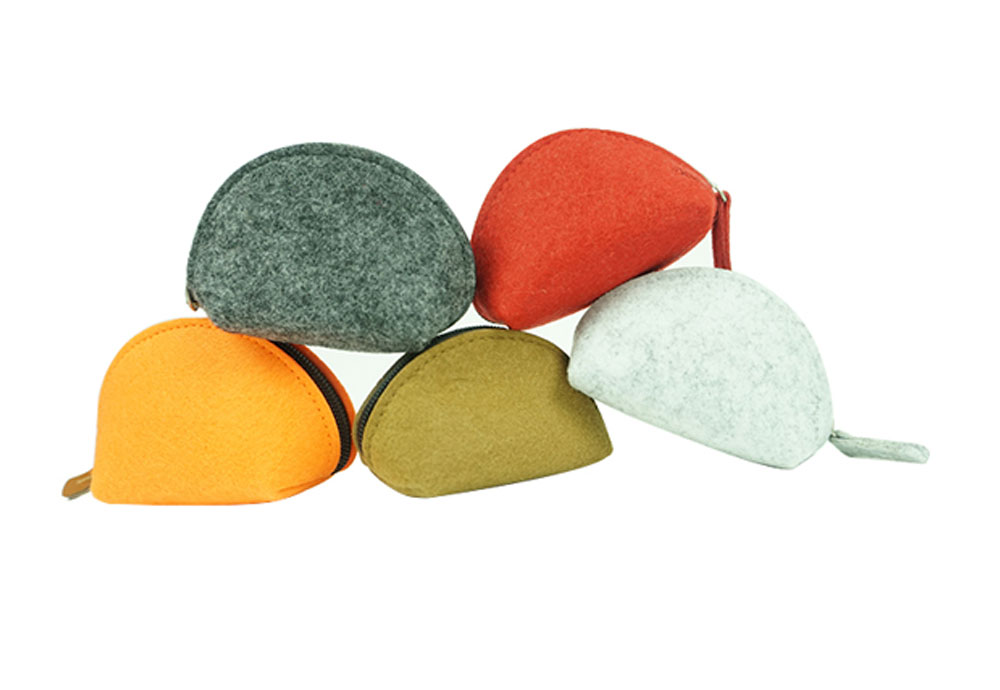 Cute Women 100% Polyester Mini Felt Coin Purse With Zipper 