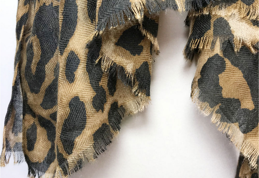 Leopard Print Cotton and Hemp Fashion Scarf