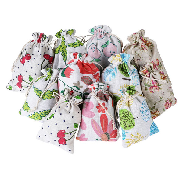White Cotton Rice Muslin Sachet Jewelry Jute Drawstring Bag