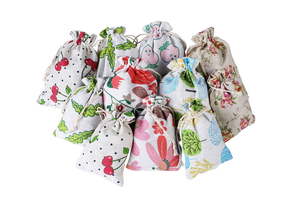 White Cotton Rice Muslin Sachet Jewelry Jute Drawstring Bag