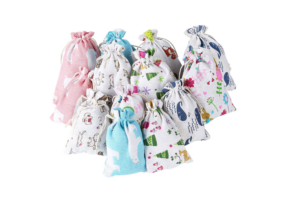 White Cotton Rice Muslin Sachet Jewelry Jute Drawstring Bag
