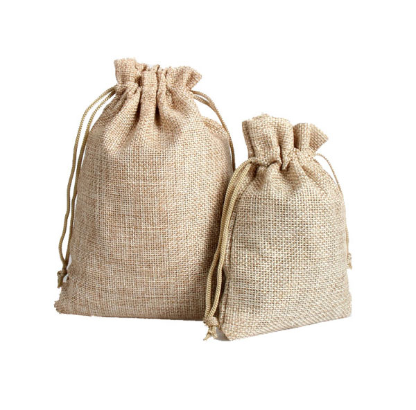 Small Linen Drawstring Pouch for Jewelry Gift