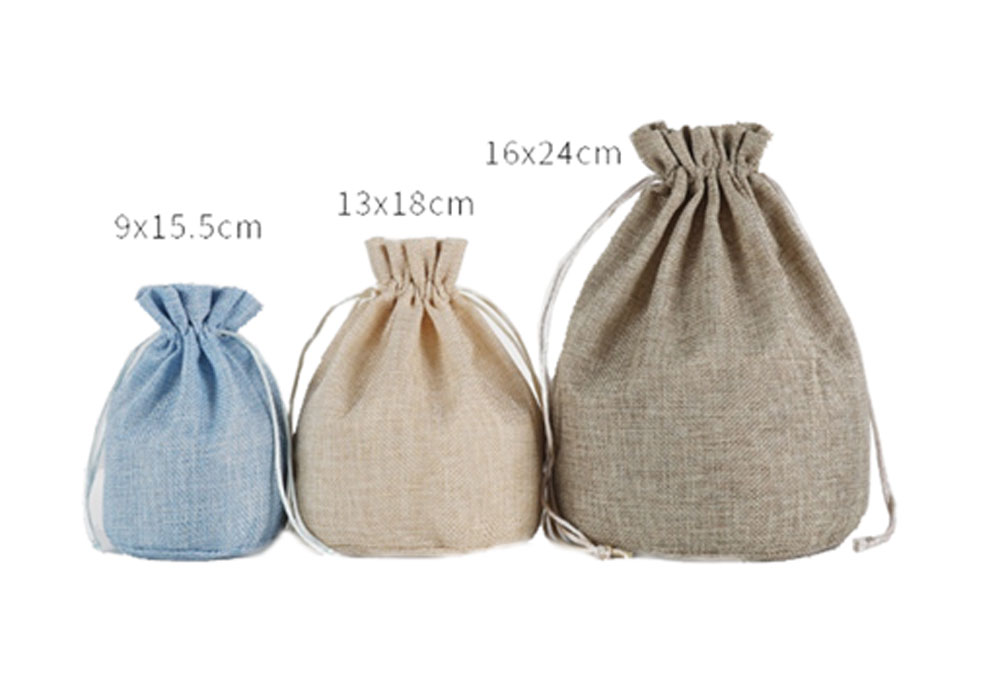 Small Linen Drawstring Pouch for Jewelry Gift