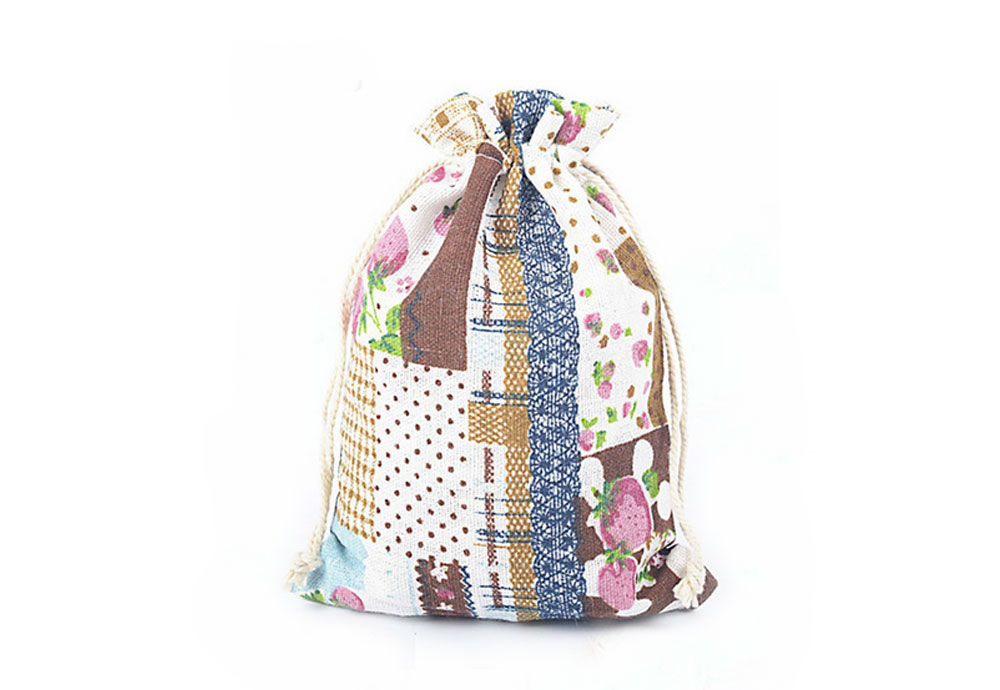 White Cotton Rice Muslin Sachet Jewelry Jute Drawstring Bag
