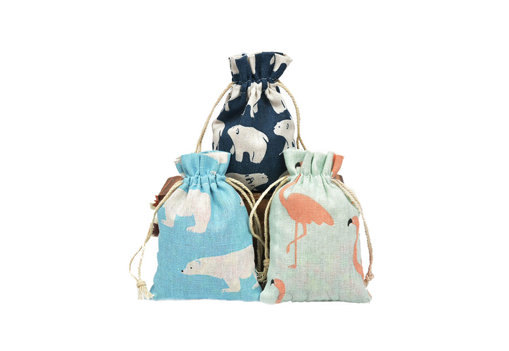 White Cotton Rice Muslin Sachet Jewelry Jute Drawstring Bag