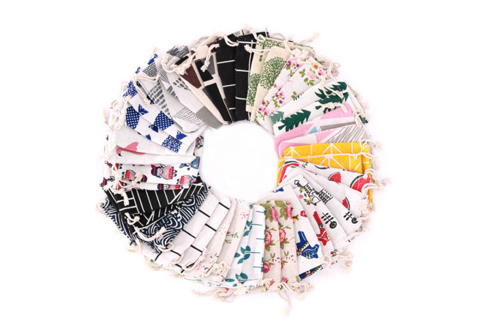 White Cotton Rice Muslin Sachet Jewelry Jute Drawstring Bag