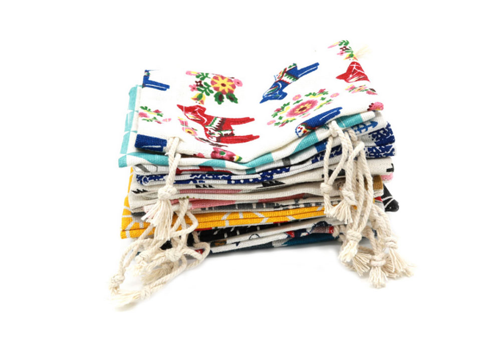 White Cotton Rice Muslin Sachet Jewelry Jute Drawstring Bag