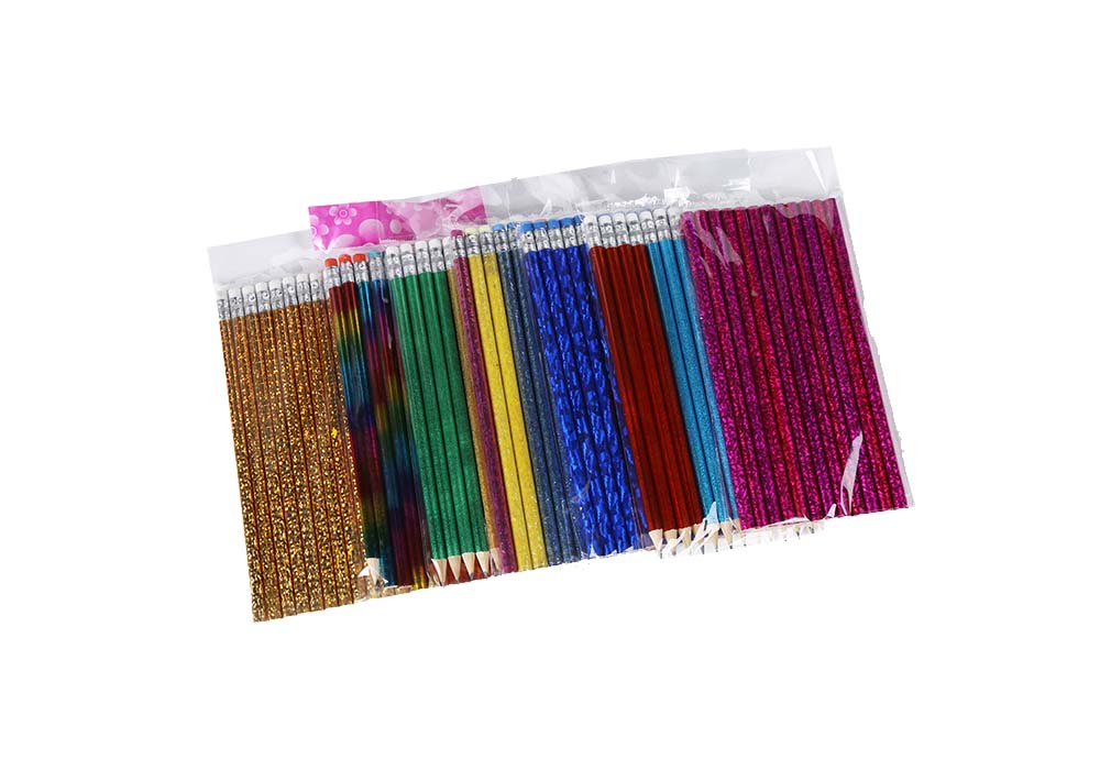 Laser Metallic Glitter Pencils with Eraser